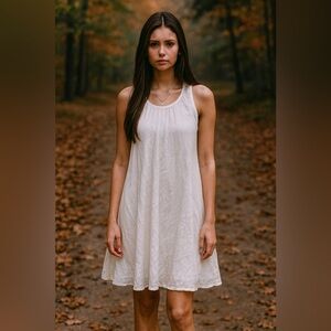 Women’s beautiful white gauzy summer sleeveless double layers dress loft xs